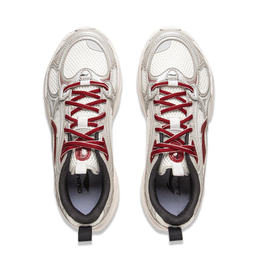 New LiNing Meteor 2K Slip Resistant, Abrasion Resistant, Breathable Low Top Chunky Sneakers Women's White Gray AGCV114-4