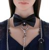 DOKiDOKi Ribbon Collar and Leash for Human Cosplay SM SM Choker (Silver) - Master/Slave/Cat Costume, Goods, Restraints, Handcuffs, Cosplay, Collar,