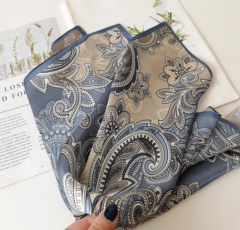 Sunset Retro Brown Banana Jungle Silk Scarf - Thin Mulberry Silk Small Square for Casual Neckwear.