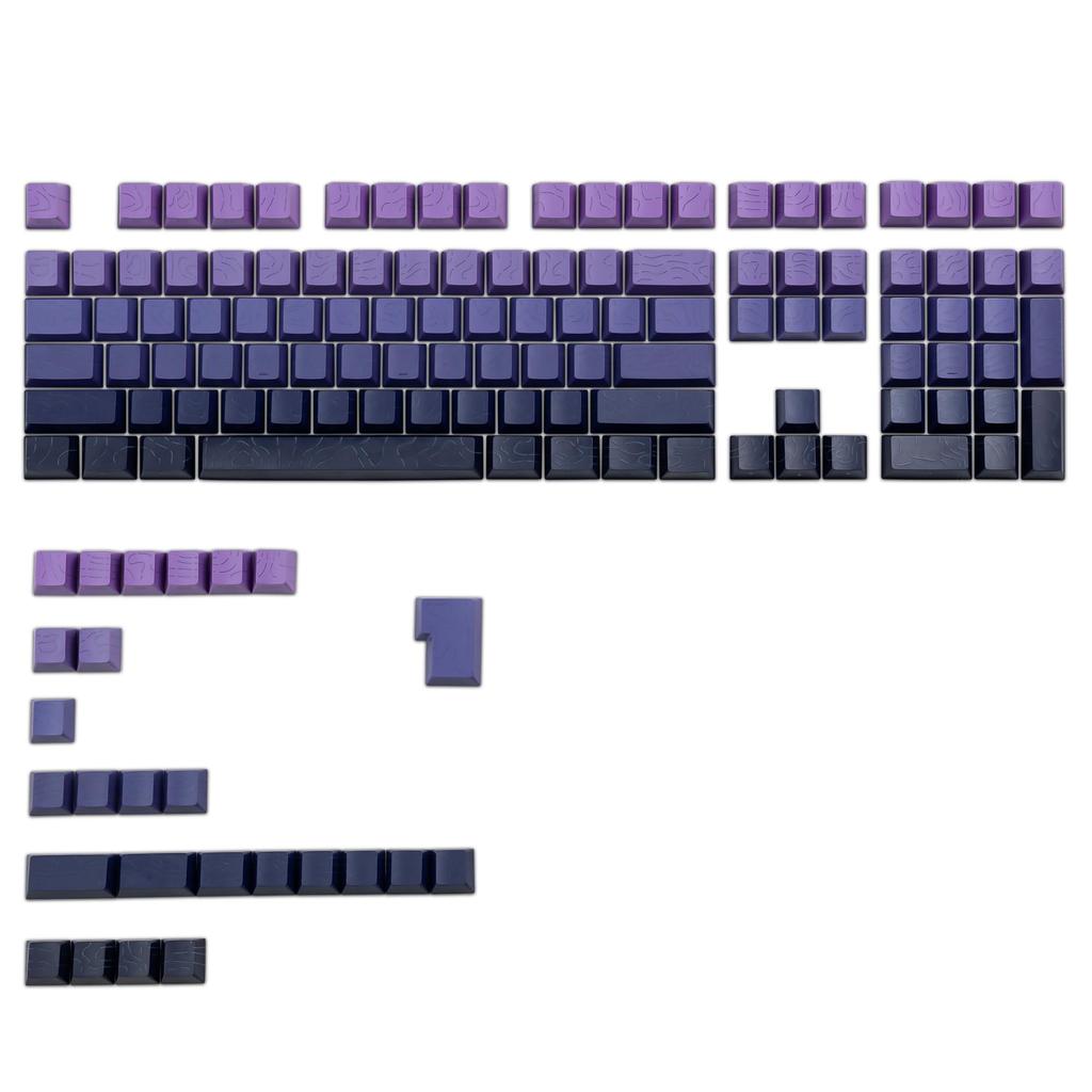 Womier 133-Key Double-Shot Contour 4.0 PBT Light-Transmitting Keycaps with Side Carving and Cherry Profile for Mechanical Keyboards and PCs (Purple)