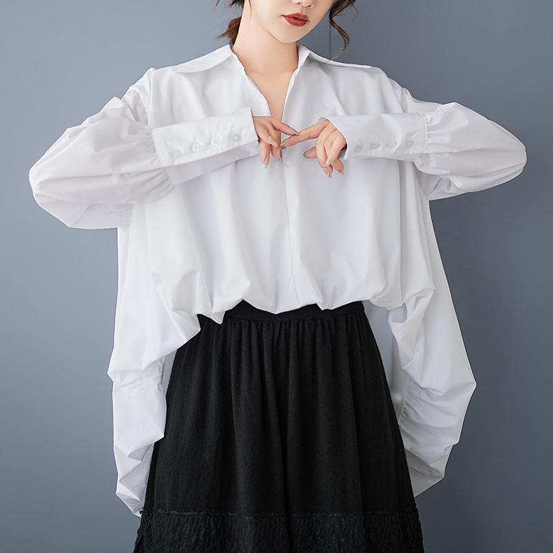 Dimanaf 2025 Большие размеры Новые весенние блузки рубашки женские с длинным рукавом Базовые модные топы футболки свободные однотонные футболки