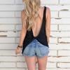 Women Vest Sleeveless Backless Ladies Back Cross Off Shoulder Vest T-shirt Streetwear