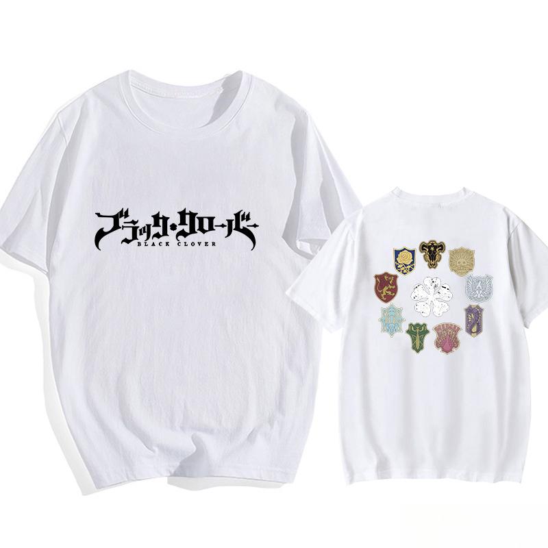 Аниме футболка с принтом узора Чёрный Клевер Уличная Высококачественная Повседневная Футболка Аниме Футболка Топы Футболка Оверсайз Мужская Одежда