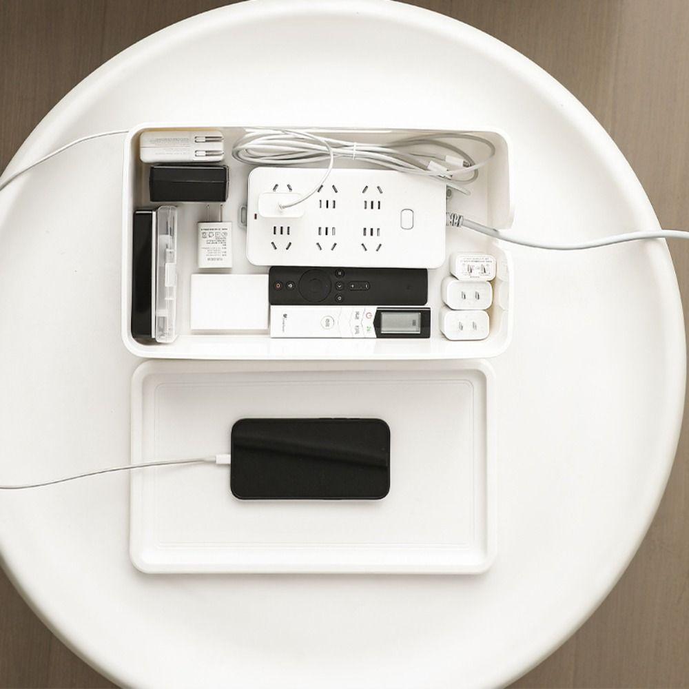 Storage Bin Power Strip Case Anti-Dust Wire Management Organizer Universal Cable Storage Box