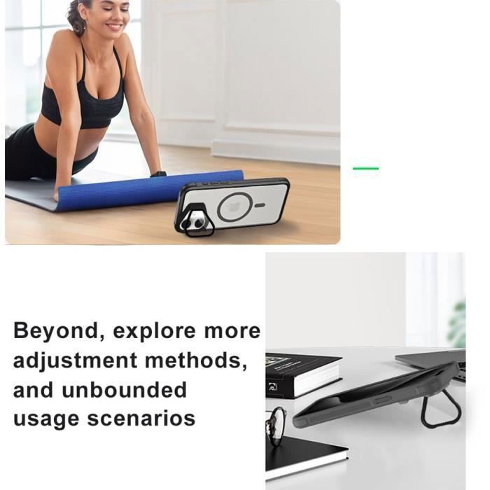 Coque de protection - Translucide Noir - pour iPhone 16 Plus - Cercle Magnétique - Protection Caméra - Rigide