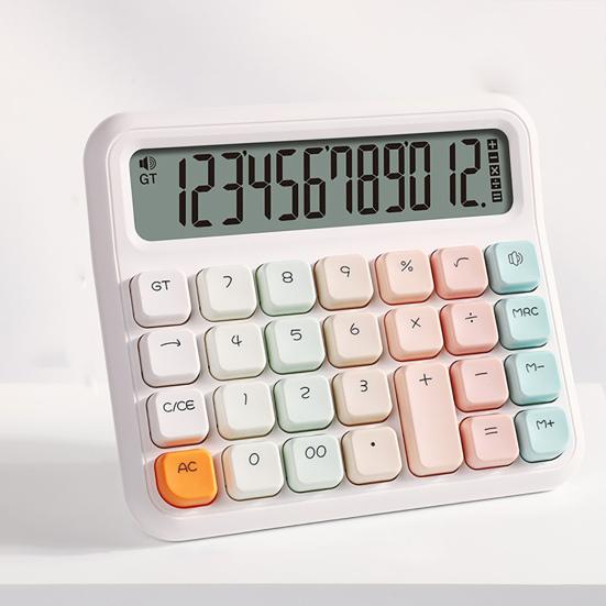 Настольный калькулятор, голосовой/бесшумный, на батарейках, 12-значные квадратные кнопки, большой ЖК-дисплей, портативный студенческий финансовый калькулятор, офисные принадлежности