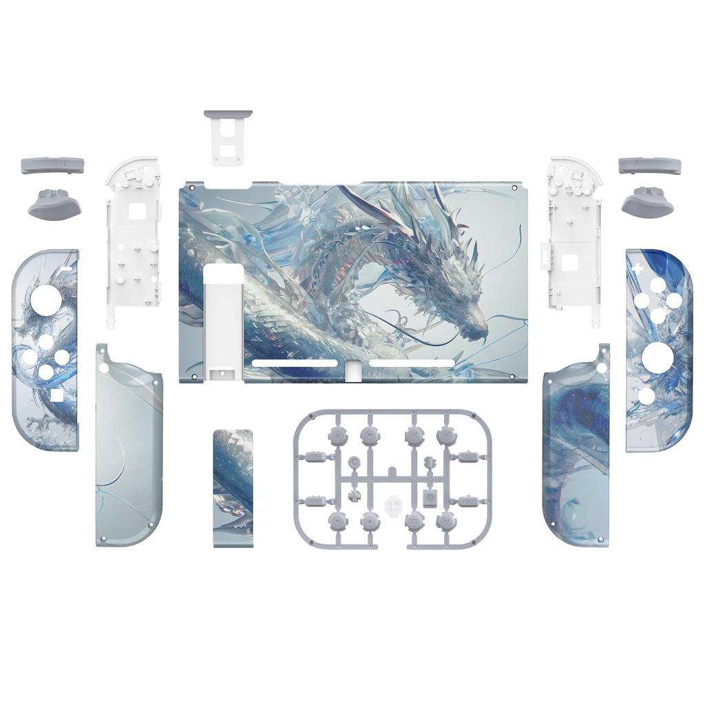 Custom DIY Replacement Case Shell Compatible with eXtremeRate Comes with Patterned Back Holder Handle Controller Full Button Set Switch, Plate,