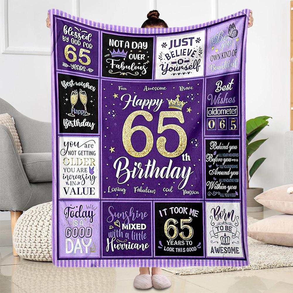 Happy 60th Birthday Sunflower flannel,Lightweight,Flannel Blanket,Comfortable Blanket, Sofa Blanket, gift blankets,Holiday gift blanket Blankets