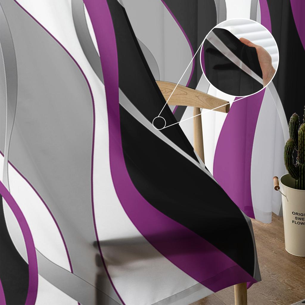 Стерео абстрактные линии градиент фиолетовый вуаль прозрачные шторы гостиная окно тюль занавеска кухня спальня шторы домашний декор