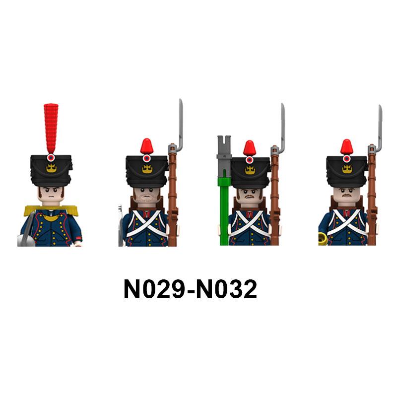 4pcs Military Building Blocks Medieval Knights Duke Marshal Figures Napoleonic Wars Weapons Sword Flags Shoulder Armor Cape Brick MOC