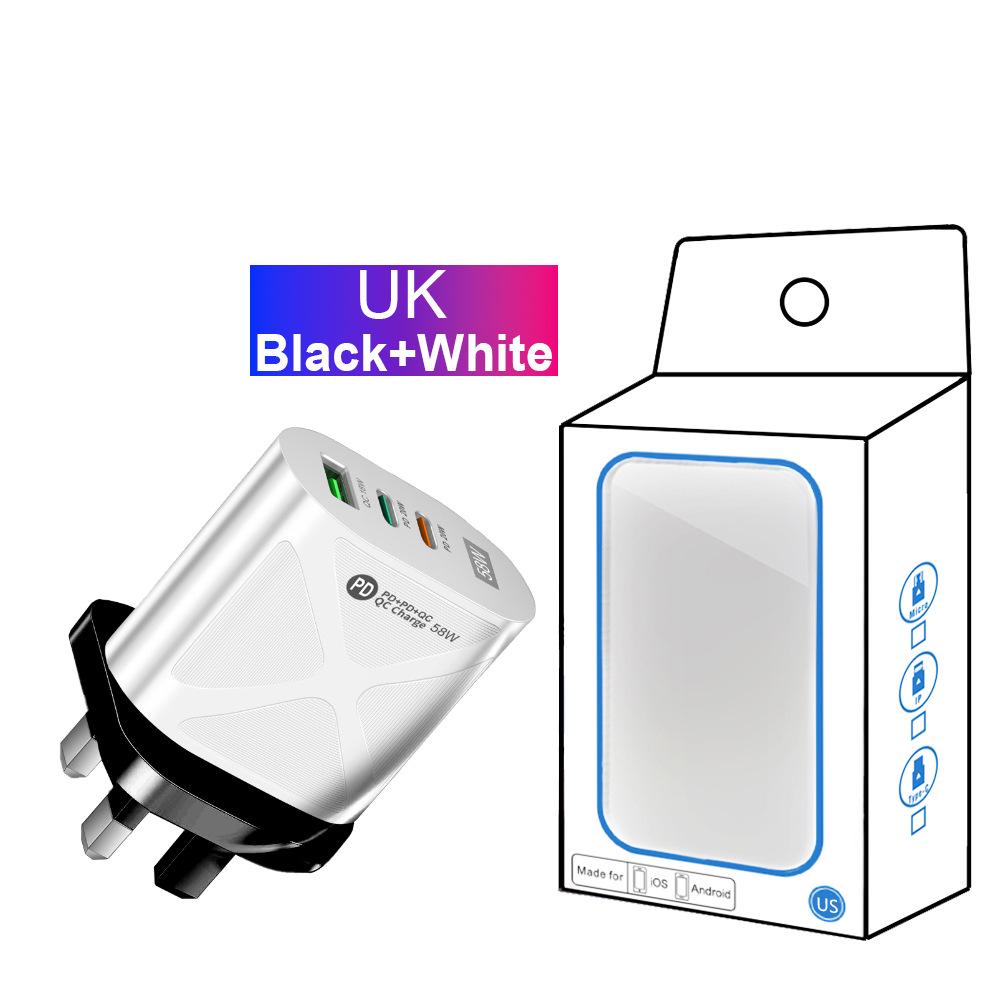 58W Dual Fast Charger with 2PD + QC3.0 for EU/US/UK/AU Plugs