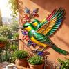 Hand Painted Iron Art Bird Wall Hanging Colorful Flower Colorful Birds Sculpture  Balcony Patio