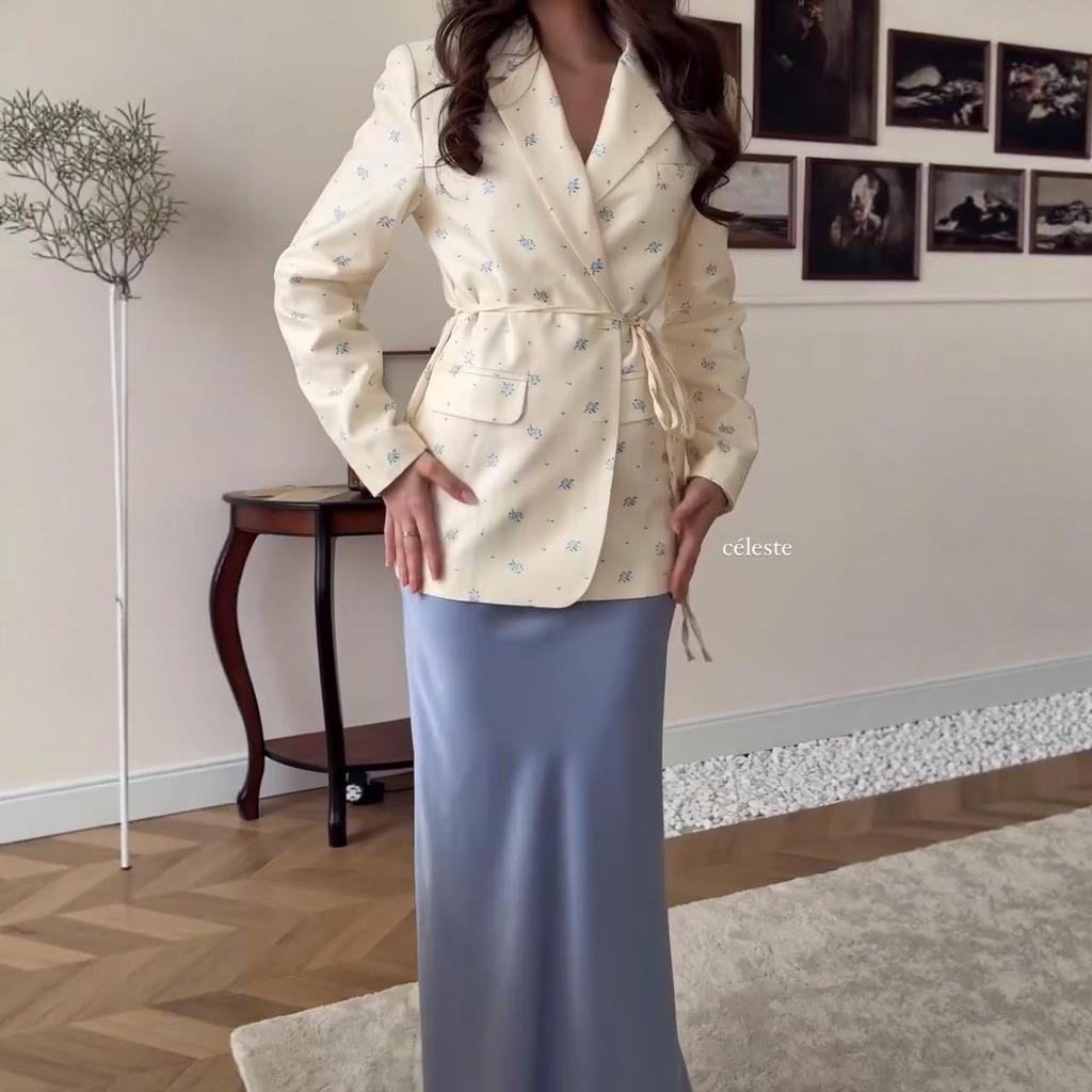 Женская приталенная пиджак-костюм с принтом в виде галстука, Осень 2025 - Европейский и Американский Стиль