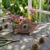 Durable Resin Succulent Pots Tree Stump Flowerpot for Succulents Small Plants, Imitation Wood Grain Planter Compact Flower Windowsills Indoor