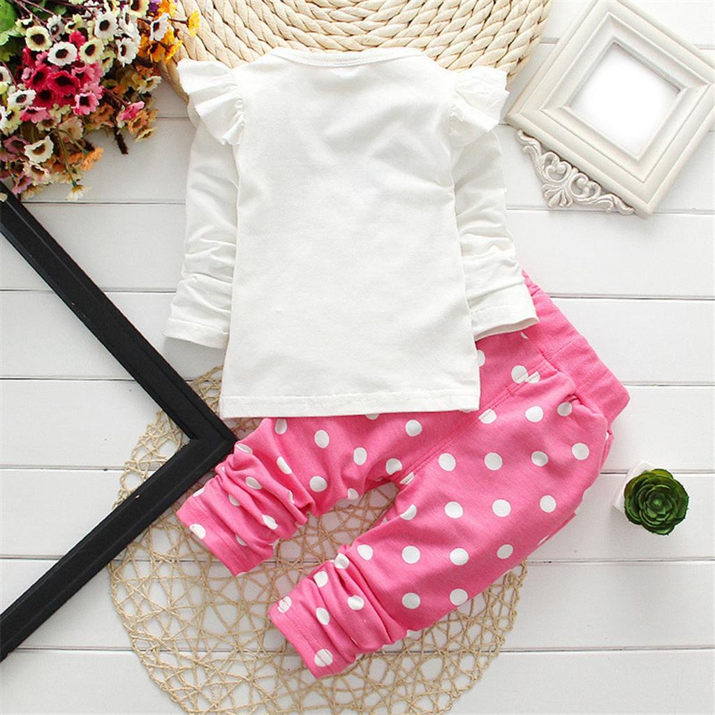 Комплект одежды из 2 предметов: топы, брюки, банты в горошек