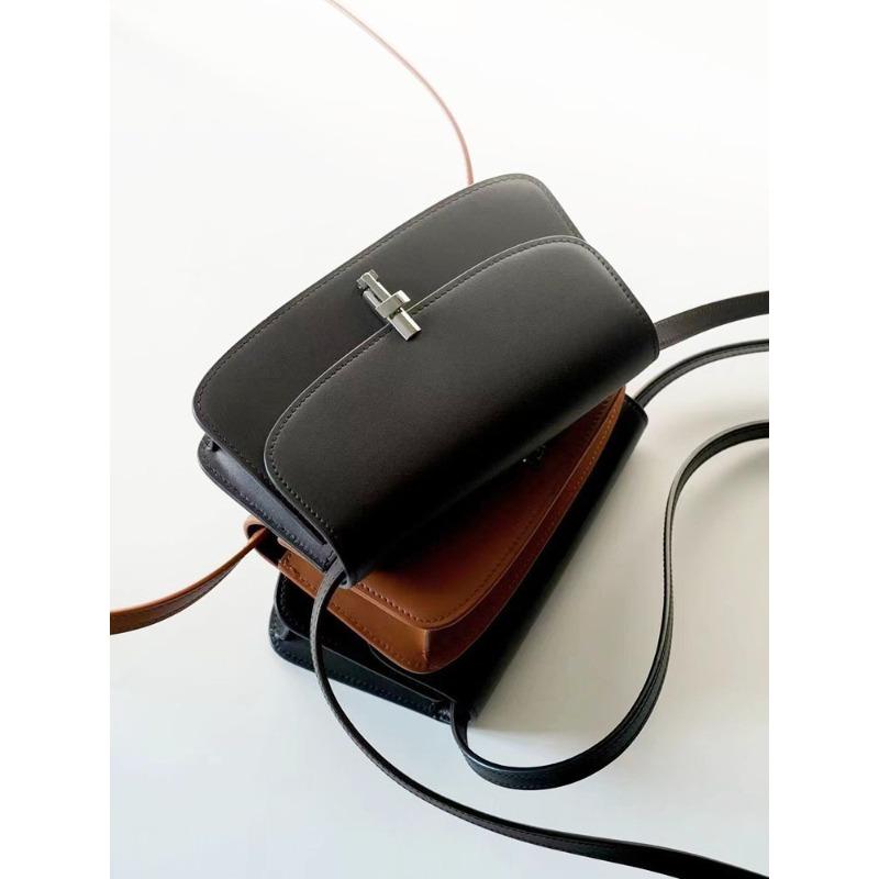Gaoding Full Leather Mailman Bag Genuine Leather Saddle Bag French Minimalist Tofu Bag Single Shoulder Crossbody Bag Women's Bag