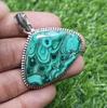 Кулон из натурального малахита, стерлинговое серебро 925 пробы, кулон с драгоценным камнем, кулон необычной формы, подарок для нее