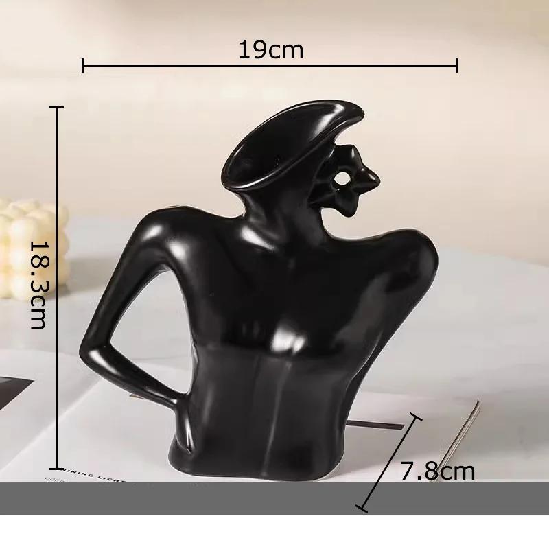 Elegant Dames Ceramic Vase Creative Figures Flower Pots Desk Decoration Flowers Arrangement Floral Vases Room Aesthetic Decor