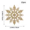 12 Pcs Pink Glitter Plastic Snowflake Ornaments 10cm Hollow Christmas Tree Hanging Decorations For Holiday Party Festival Supplies