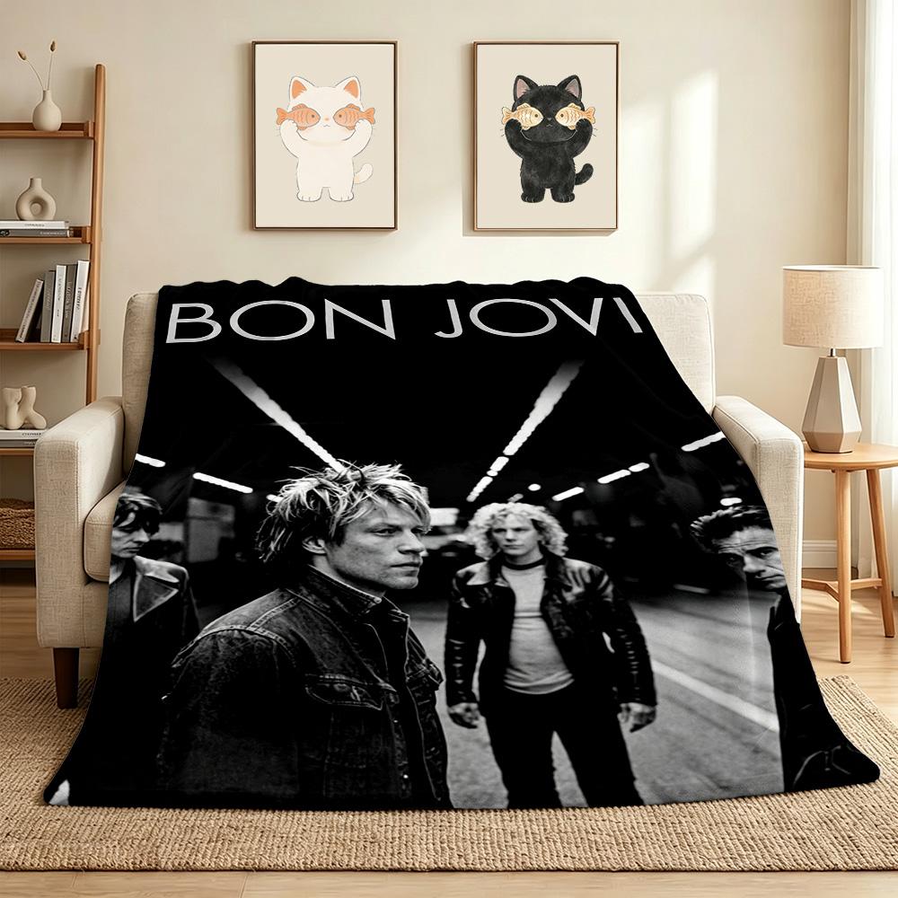 Bon Jovi Flannel Blanket Throw Blanket Soft Warm Sofa Bed Camping home Decor Unique Christmas Gift C9261155