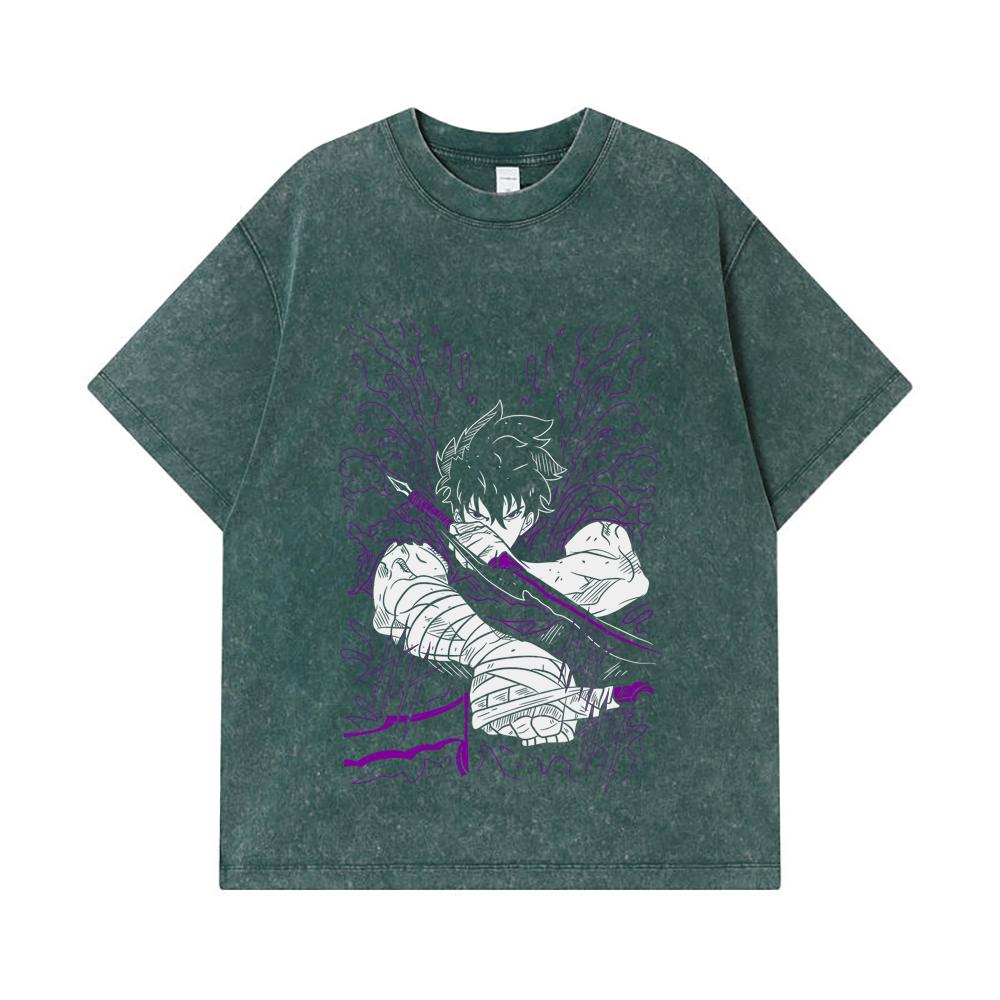 275 GSM Washed T-shirts 100% Cotton Solo Leveling V7 Print Unisex Heavy Cotton T Shirt