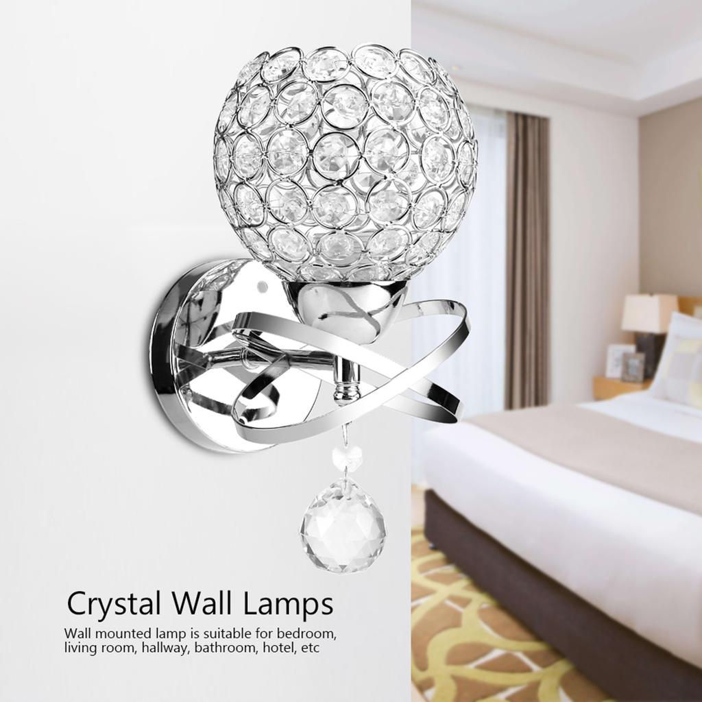 Modern Crystal Wall Lamp Bedside Night Light Bedroom Living Room Hall Lighting