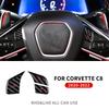 Real Hard Carbon Fiber Steering Wheel Button CoverFor Chevrolet Corvette C8 2020 2021 2022 2023 Interior Accessories Sticker