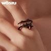 WOSTU Хэллоуин Готический Цветок Мандрагоры Открытое Кольцо Серебро 925 Черное Золото Панк Красный Цветок Регулируемые Кольца Для Женщин Вечеринка Подарок