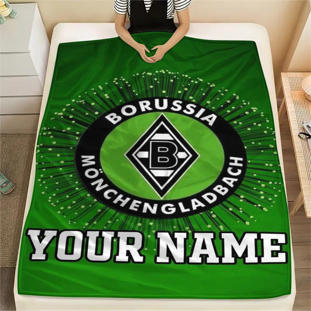 1PC Custom Name Vfl Gladbach Patterned Flannel Blanket Suitable For All Seasons for Home Decor Warmth and Comfort Gifts Holiday Present