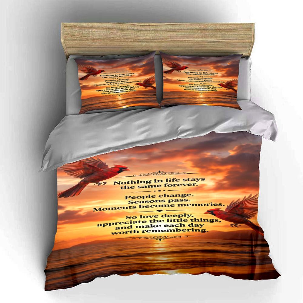 Inspirational Sunset Red Bird Bedding Set Bedding set (1 duvet cover, 2 pillowcases, duvet not included)
