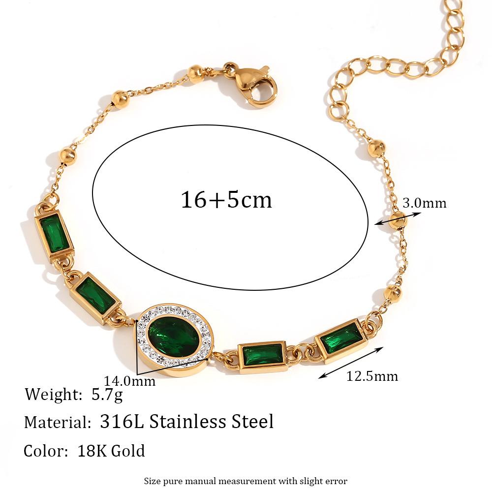 Elegant Bracelets Women Natural Stone Green Retro Rope Chain Bracelet 18k Gold Plated Waterproof Non Tarnish Bangle ALN2512515