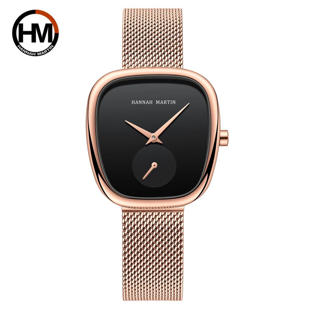 HANNAH MARTIN High Quality Original Oval Women Watch Gold Luxury Fashion Steel Quartz 3Bar Waterproof Women Watches