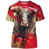 Fashion Men's T Shirt Funny Animal Cow Pattern Printed Short-sleeved Bullfight Tops Tee Casual Oversized T Shirt Mens Streetwear