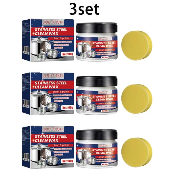 Jue-Fish kitchen stainless steel cleaning cream gently cleans pots and pans, oily stove surface, scale and rust maintenance cream 1set