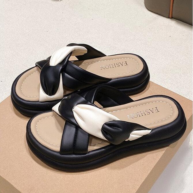 Летние новые туфли на платформе женские тапочки с цветочным дизайном и открытым носком женские туфли повседневные тапочки домашние нескользящие тапочки