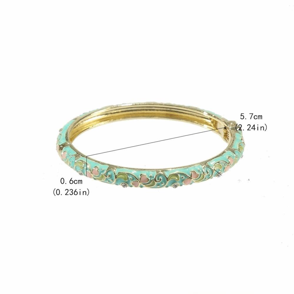 Colorful Design Enamel Bangle Retro Style Cloisonne Bracelet Flower Enamel Bangle Women Jewelry