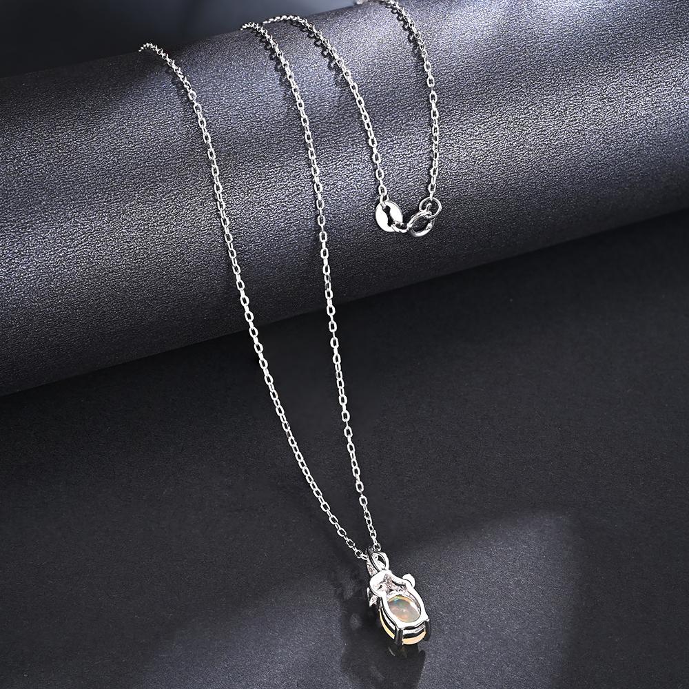 Ожерелье-подвеска из стерлингового серебра 925 пробы с дизайном листьев дерева и натуральным овальным опалом 6*8 мм для женских ювелирных изделий, подарки на юбилейную вечеринку