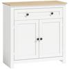 Sideboard Kitchen Cabinet with Drawer, Double Door, Adjustable Shelf, for Living Room, 78.5 x 35 x 80 cm, White