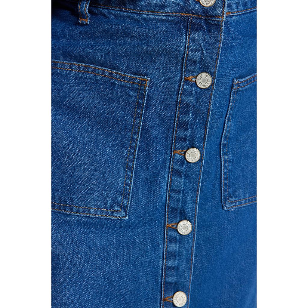 Джинсовая юбка темно-синего цвета с двойным карманом и высокой талией Tctss23ee00002