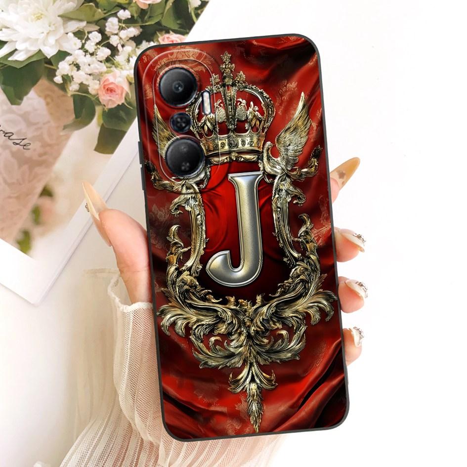 For Infinix Hot 20 4G Case X6826C Fashion Initial Letters Crown Soft Silicone Cover For Infinix Hot 20 Play 20s 20i Hot20 Bumper