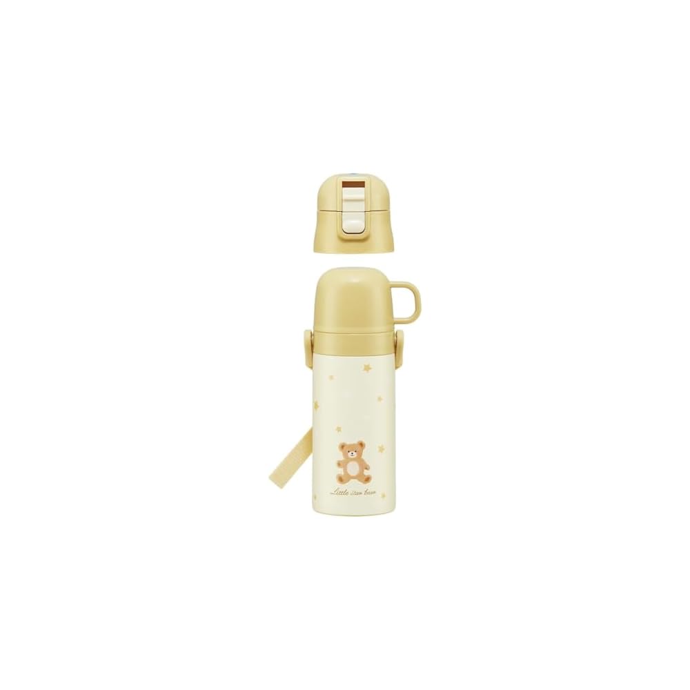 Skater Kids' Water Bottle, 2-Way Design, Direct Drink (420ml) / Cup Drink (350ml), Little Bear