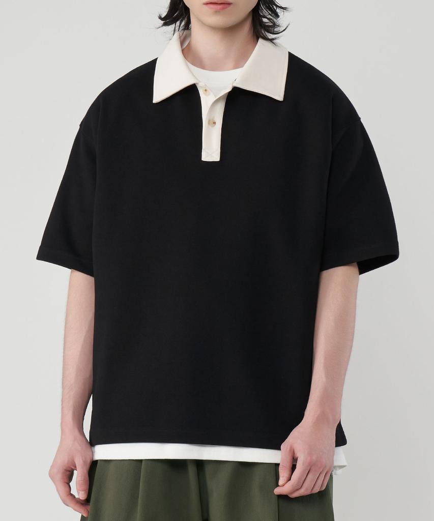 UNTAPPED STUDIO [2Pack] City Boy Oversized Rugby Collar Short Sleeve T-Shirt 3 Colors