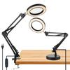 10X Magnifying Glass with Light Stepless Dimmable 2-in-1 Desk Lamp and Clamp Adjustable Swing Arm