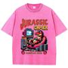 Street Woman Washed T-Shirts Jurassic Games Vintage Manga Print Short Sleeve Comfortable Cotton Oversize Tops Clothes