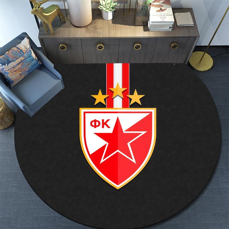 Crvena zvezda2 Round Area Rug,Carpet Rug for Living Room Bedroom Sofa Playroom Decor,Non-slip Floor Mat