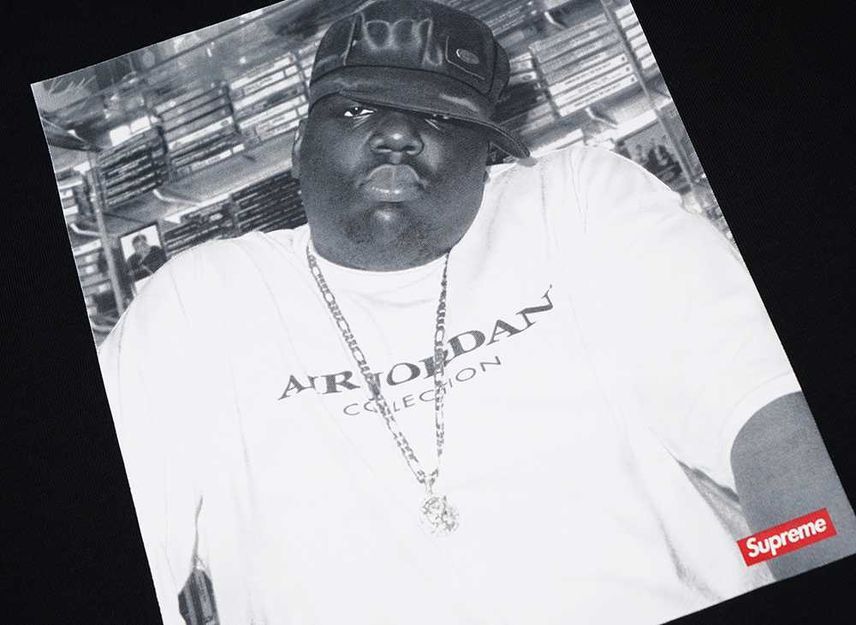 Supreme x Jordan Топ с коротким рукавом Biggie Черный