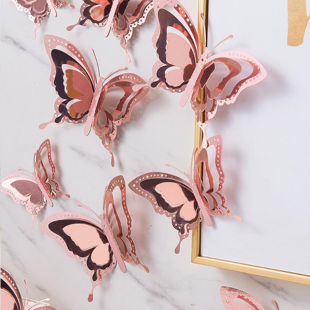 12pcs 3D Butterfly Wallpaper Self Adhesive Decal New Butterfly Wall Stickers Festival Decoration