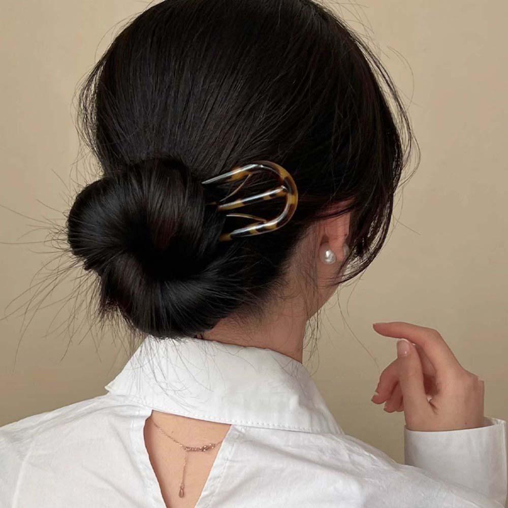 Hairstyle Tools Leaf U-shaped Hair Stick Geometric Lazy Hairpin Sweet Headwear Gifts