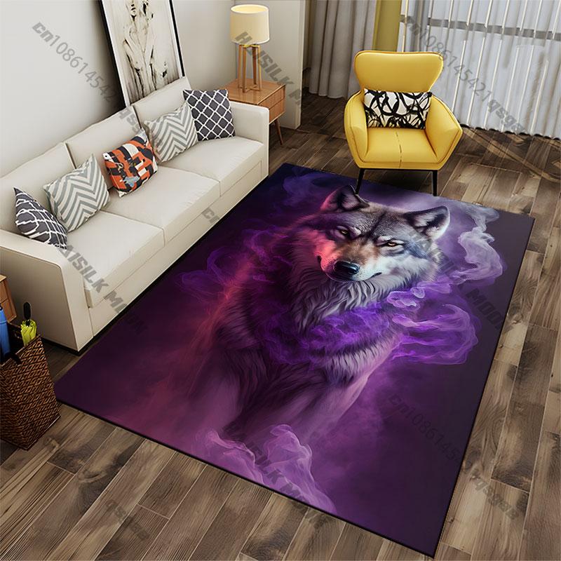 Majestic wolf in mystical smoke carpet Yoga living room room decor children's crawling mat doormat area rug games mat