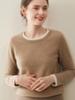 2025 Autumn/Winter Women's Cashmere Color Block Round Neck Loose Sweater Pullover